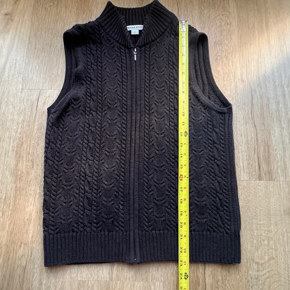 PENDLETON Women's Gray Cable Knit Vest Full Zip Cotton Size Medium - Picture 5 of 6